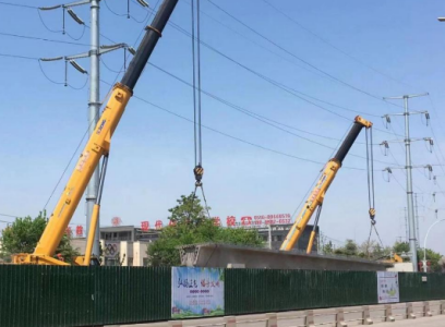 518国道跨丰沛铁路大桥及接线工程首片箱梁成功架设